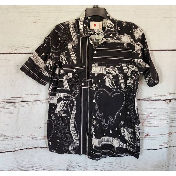 Emotionally Unavailable Rodeo Bandana Pearl Snap Front Shirt Size Large - Picture 1 of 5